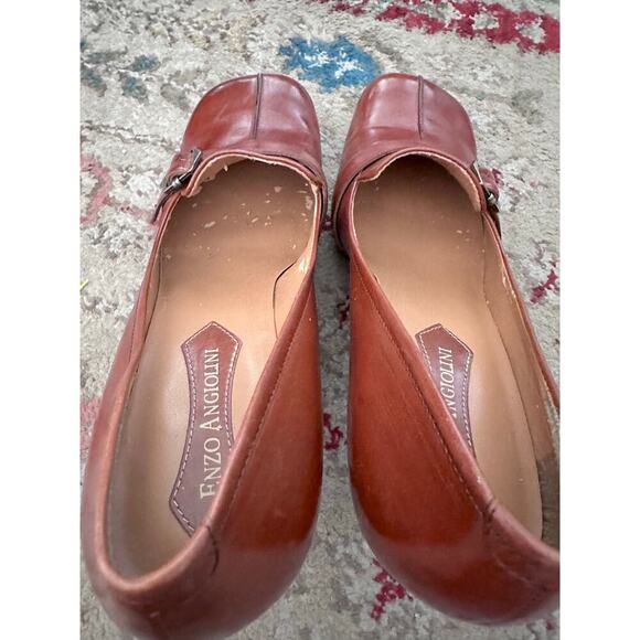 Vintage Enzo Angiolini Eadanette Brown Leather Low Loafer Pumps Heels Size 8.5 - Picture 4 of 12